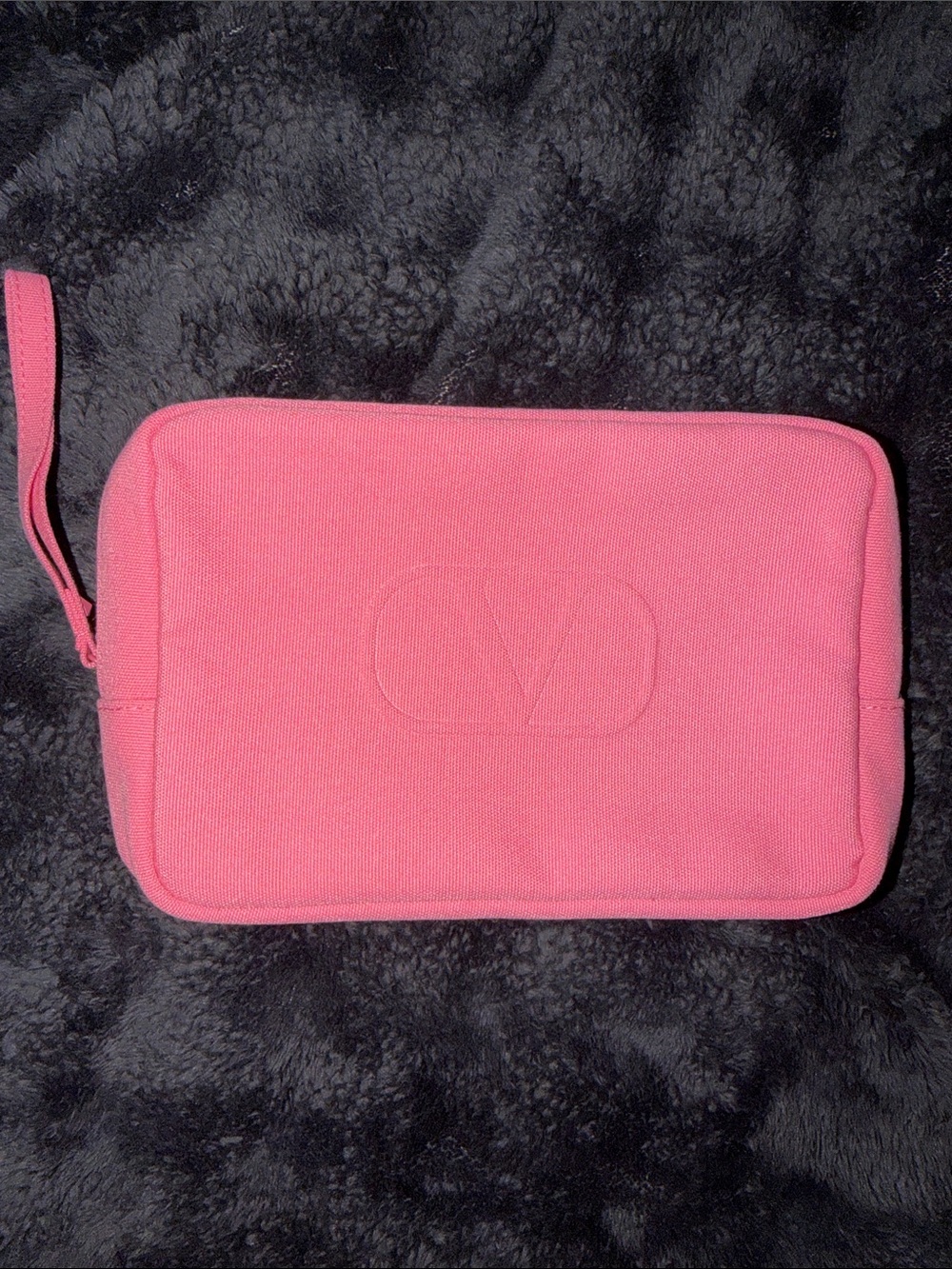 Pink Canvas Valentino Wristlet Pouch - Women Bags